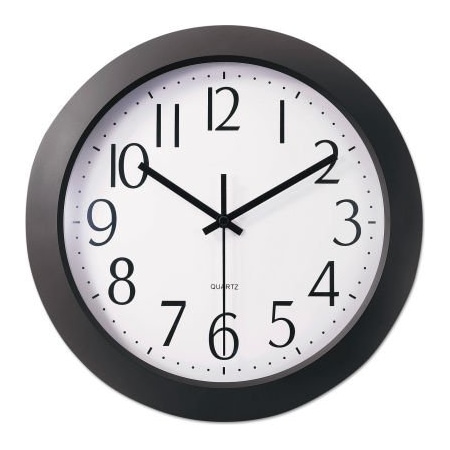 Universal Universal Whisper Quiet Clock, 12" Overall Diameter, Black Case, 1 AA 10451